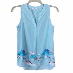 Crow & Ivy Pinstripe Blue with Beach Printed Sise S